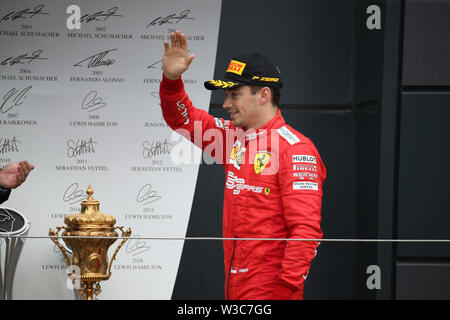 The podium (L to R): Charles Leclerc (MON) Scuderia Ferrari, second ...