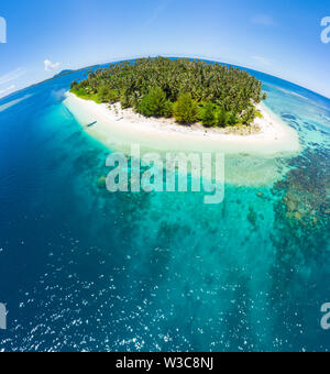 Aerial view Banyak Islands Sumatra tropical archipelago Indonesia, coral reef beach turquoise water. Travel destination, diving snorkeling, uncontamin Stock Photo