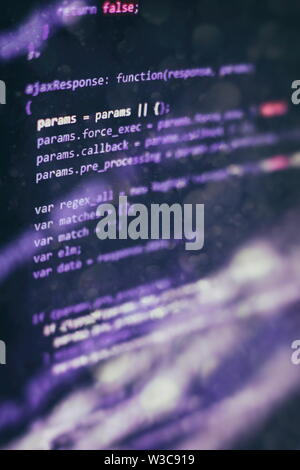 Writing programming functions on laptop. Big data and Internet of things trend. Stock Photo