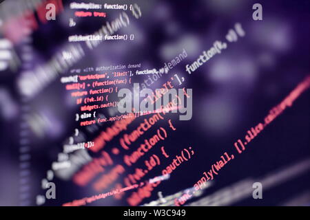 Writing programming functions on laptop. Big data and Internet of things trend. Stock Photo