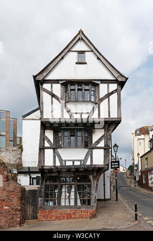 the historic 15 century house that moved in exeter, devon, england, britain, uk. Stock Photo