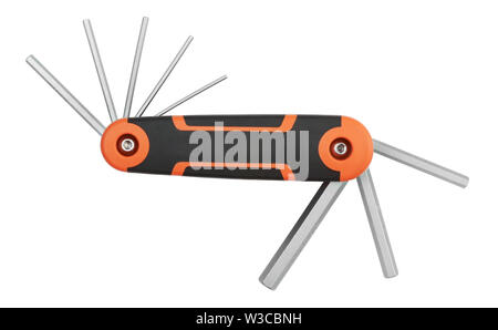 Hex wrench key set isolated on white background Stock Photo
