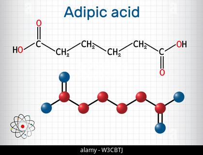 Adipic acid nylon building block molecule. Monomer used in production ...