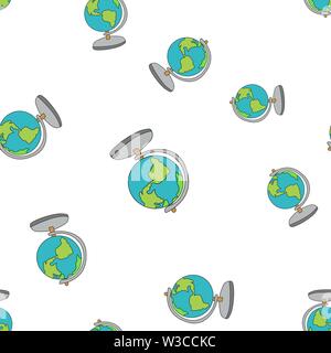 Seamless pattern from school globe in Doodle style. Vector illustration. Stock Vector