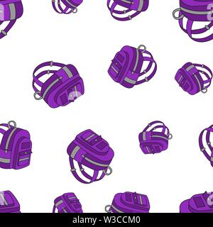 Seamless pattern of school backpacks in Doodle style. Vector illustration. Stock Vector