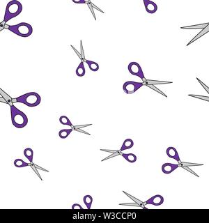 Seamless pattern of scissors in Doodle style. Vector illustration. Stock Vector