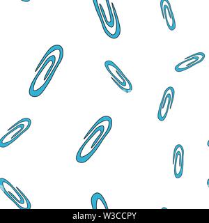 Seamless pattern of school paper clip in Doodle style. Vector illustration. Stock Vector