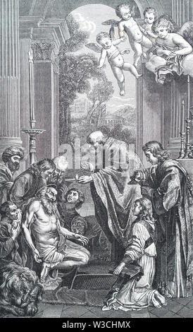 The Last Sacrament of St. Jerome by Domenichino (Domenico Zampieri) (1581-1641). Stock Photo
