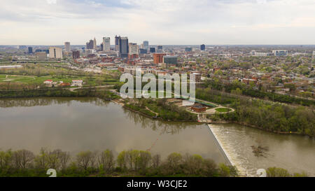 Stormy Afternoon Downtown Urban Core Columbus Ohio Scioto River Spillway Stock Photo