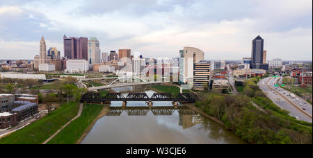 The downtown waterfront area of the Ohio State Capitol city in Columbus Stock Photo