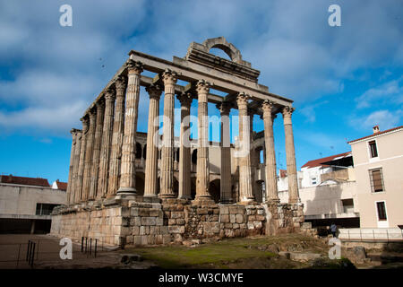 The Roman Temple of Diana in Merida, Spain Stock Photo