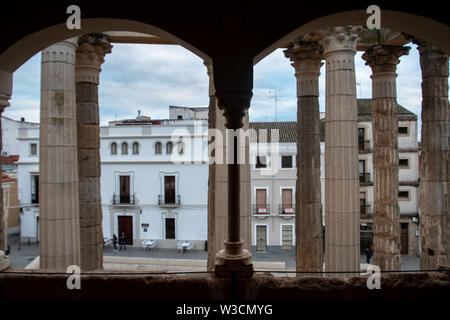 Looking out to the Roman Temple of Diana in Merida, Spain Stock Photo