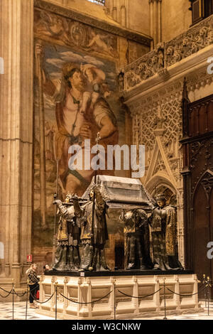The tomb of Christopher Columbus in Seville, Spain Stock Photo