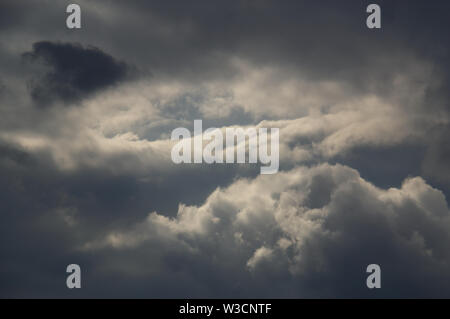 Beautiful view of thunderclouds from a incoming storm with clouds in gray and white Stock Photo