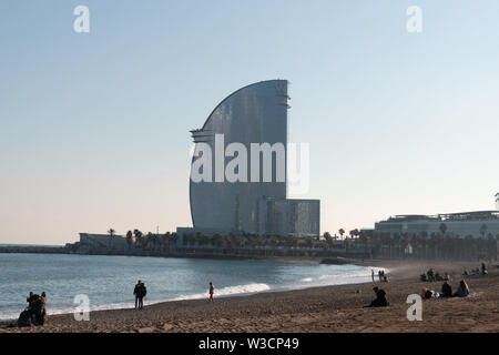 The beach in Barcelona, Spain Stock Photo