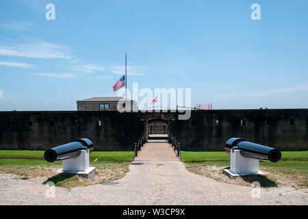 The walls of Fort Gains built to defend Mobile bay and was used in the Civil War Stock Photo