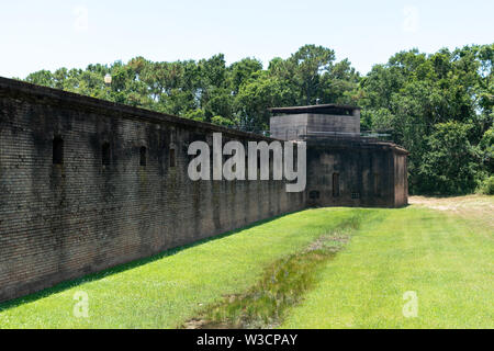 The walls of Fort Gains built to defend Mobile bay and was used in the Civil War Stock Photo