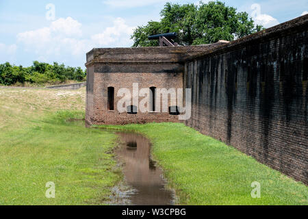 The walls of Fort Gains built to defend Mobile bay and was used in the Civil War Stock Photo