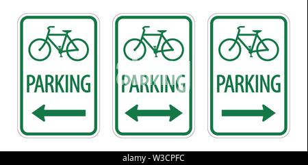 Simple green bike parking zone sign symbol vector illustration Stock Vector