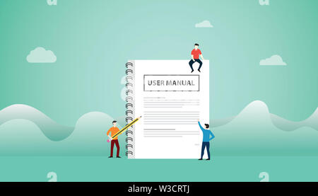 user manual concept with book manuals with team people read for website ...