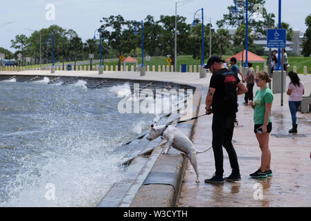 New Orleans, LOUISIANA, USA. 12th July, 2019. People watch as Tropical Storm Barry churns the waters of Lake Pontchartrain inNew Orleans, Louisiana USA on July 12, 2019. Credit: Dan Anderson/ZUMA Wire/Alamy Live News Stock Photo