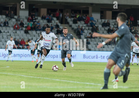 CLUJ NAPOCA, ROMANIA - JULY 12, 2019: FC Universitatea Cluj playing a friendly football match against PAOK Saloniki Soccer club from Greece in the Are Stock Photo