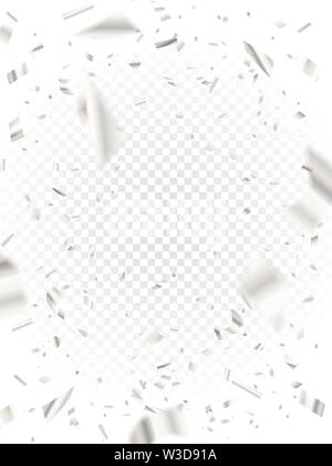 White shiny confetti on transparent background Stock Vector