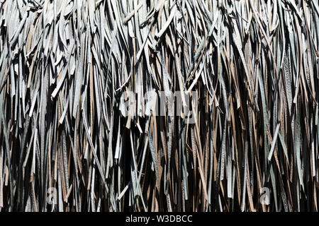 The texture of palm roof close up. Tropical background Stock Photo