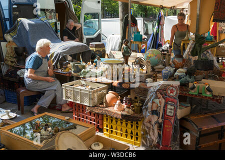 Amsterdam, Holland - June 22, 2019: Antique and curiosities market at the Noordermarkt Stock Photo