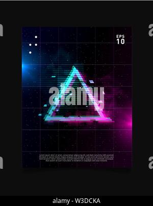 Synthwave Vaporwave Retrowave Glitch Triangle with blue and pink glows ...