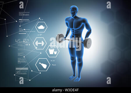 3d illustration of Fitness concept in color background Stock Photo