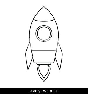 rocket ship outline drawing isolated on white background vector illustration EPS10 Stock Vector