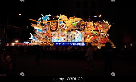 Aomori cityscape during Nebuta Matsuri. Nebuta Matsuri is a Japanese summer festival that takes place in Aomori Prefecture, Japan Stock Photo