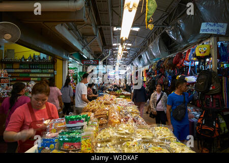 The busy local market, Talat Warorot, in Chiang Mai, Thailand. Stock Photo