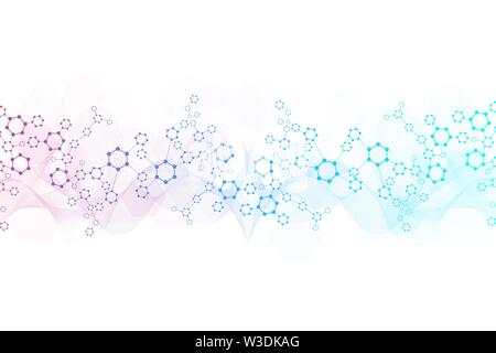 Science network pattern, connecting lines and dots. Technology hexagons structure or molecular connect elements. Stock Vector