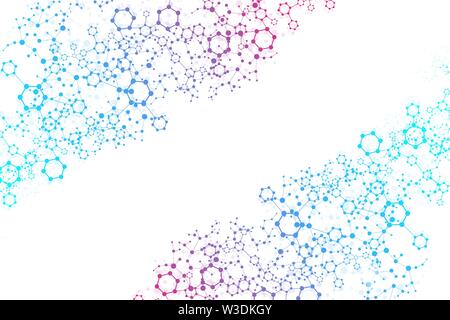 Modern futuristic background of the scientific hexagonal pattern. Virtual abstract background with particle, molecule structure for medical Stock Vector