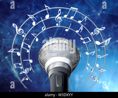 Microphone with music notes Stock Photo - Alamy