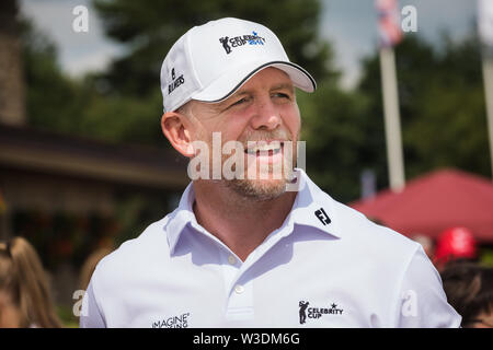 Former England Rugby Union player Mike Tindall taking part in the Celebrity Cup Charity golf tournament at the Celtic Manor Resort in Wales. Stock Photo