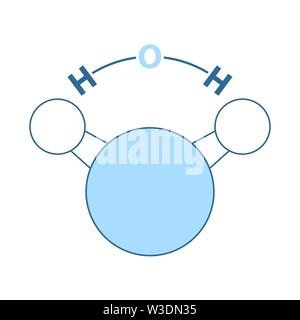 Icon Of Chemical Molecule Water. Thin Line With Blue Fill Design. Vector Illustration. Stock Vector