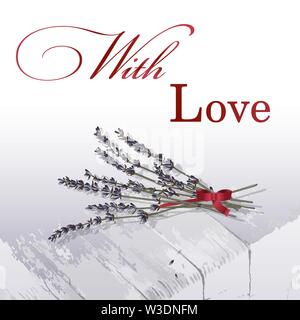 Vector card with lavender on the table. With Love Stock Vector