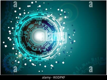 vector circle tech with various technological on blue background. Stock Vector