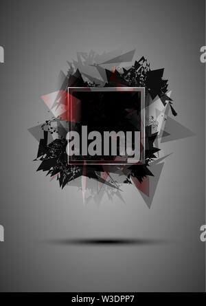 Abstract black explosion of triangles with a frame Stock Vector
