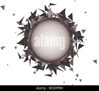 Abstract explosion of black glass on a white background Stock Vector