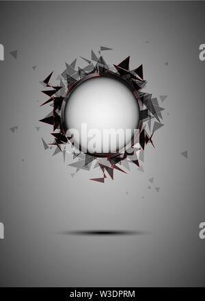 Abstract explosion of black glass. Background illustration. Stock Vector