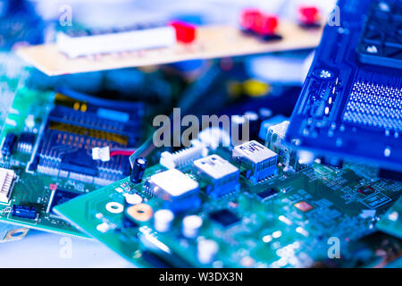 Electronic waste ready to recycle, isolated on white background. pile ...
