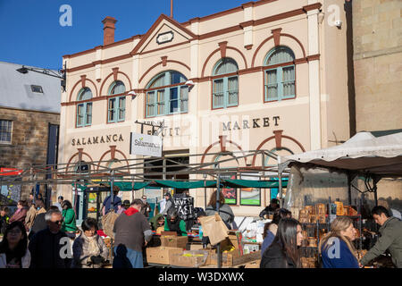 Hobart Tasmania, saturday market at salamanca place and salamanca fruit market building,Hobart,Australia Stock Photo