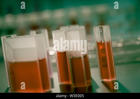 Quartz cuvettes for Chromatography and spectrophotometry in the study of liquids Stock Photo