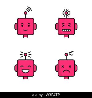 Set of robot face icons. Different expressions Stock Vector