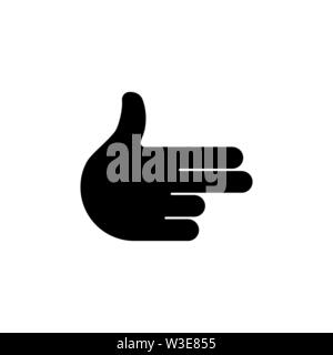 Hand Gesture Gun. Flat Vector Icon illustration. Simple black symbol on white background. Hand Gesture Gun sign design template for web and mobile UI Stock Vector