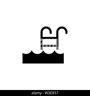 Swimming Pool Ladder. Flat Vector Icon illustration. Simple black symbol on white background. Swimming Pool Ladder sign design template for web and mo Stock Vector